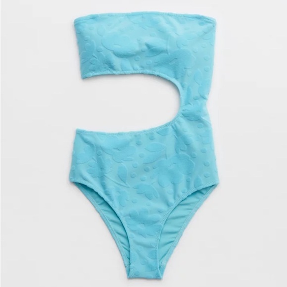 Aerie Terry Cut Out Strapless One Piece Swimsuit - Picture 5 of 9